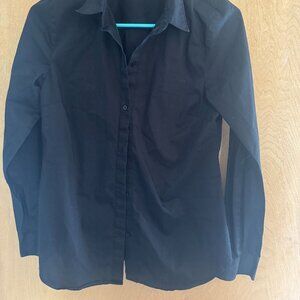 Women's Black Button-up Fitted Blouse Size 2